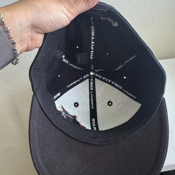 DNA Skull Star Flexfit 210 Fitted Hat 7 1/4 - 7 5/8 Black Embroidered Logo - Picture 7 of 8